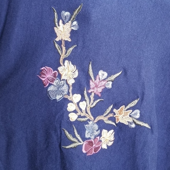 New Directions Woman Blue Knit Embroidered Floral Pattern Plus Size 3X - Picture 5 of 7